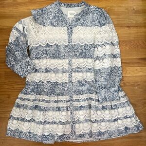 Tuckernuck Hyacinth House Lace Blue Etched Floral Emmie Mini Size XL *Worn Once*